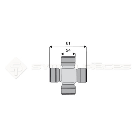 Croisillon circlips extérieurs - Diam. Croisillon : 24mm - Long. Entre circlips : 61mm