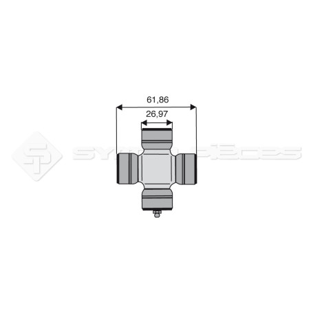 Croisillon circlips extérieurs - Diam. Croisillon : 26.97mm - Long. Entre circlips : 61.86mm