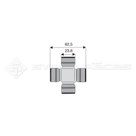 Croisillon circlips extérieurs - Diam. Croisillon : 23.8mm - Long. Entre circlips : 62.5mm