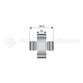 Croisillon circlips extérieurs - Diam. Croisillon : 22mm - Long. Entre circlips : 64.5mm - Ref: CRO046798