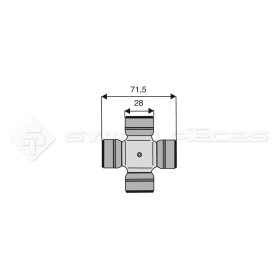 Croisillon circlips extérieurs - JD - Diam. Croisillon : 28mm - Long. Entre circlips : 71.5mm - Ref: CRO069503