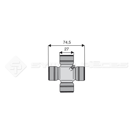 Croisillon circlips extérieurs - CASE IH. MF - Diam. Croisillon : 27mm - Long. Entre circlips : 74.5mm