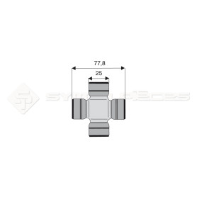 Croisillon circlips extérieurs - Diam. Croisillon : 25mm - Long. Entre circlips : 77.8mm