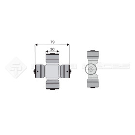 Croisillon circlips extérieurs - FENDT. CASE IH - Diam. Croisillon : 30mm - Long. Entre circlips : 79mm