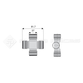 Croisillon circlips extérieurs - Diam. Croisillon : 27mm - Long. Entre circlips : 81.7mm