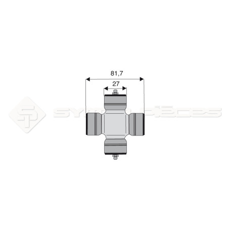 Croisillon circlips extérieurs - Diam. Croisillon : 27mm - Long. Entre circlips : 81.7mm