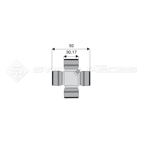 Croisillon circlips extérieurs - FIAT. JCB. JD. KHD - Diam. Croisillon : 30.17mm - Long. Entre circlips : 92mm