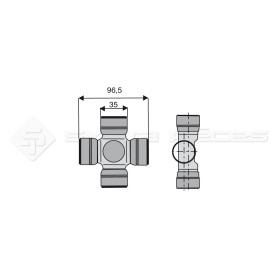 Croisillon circlips extérieurs - Diam. Croisillon : 35mm - Long. Entre circlips : 96.5mm