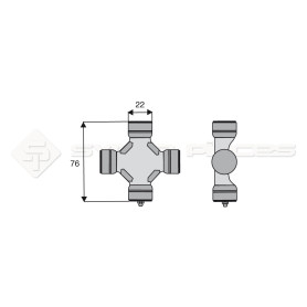 Croisillon circlips extérieurs - BONDIOLI ET PAVESI - Longueur: 76mm - Diam. Croisillon : 22mm