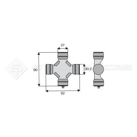 Croisillon circlips extérieurs - BONDIOLI ET PAVESI - Longueur: 90mm - Diam. Croisillon : 27mm