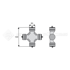 Croisillon circlips extérieurs - BONDIOLI ET PAVESI - Longueur: 100mm - Diam. Croisillon : 30mm - Ref: TR412060023