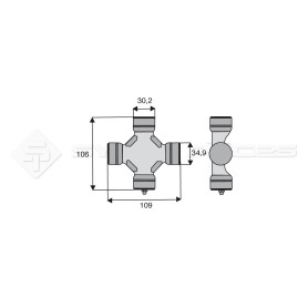 Croisillon circlips extérieurs - BONDIOLI ET PAVESI - Longueur: 106mm - Diam. Croisillon : 30.2mm