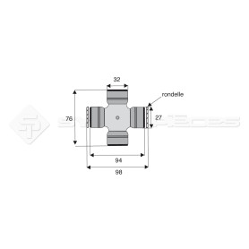 Croisillon circlips extérieurs - WALTERSCHEID - Longueur: 76mm - Diam. Croisillon : 32mm