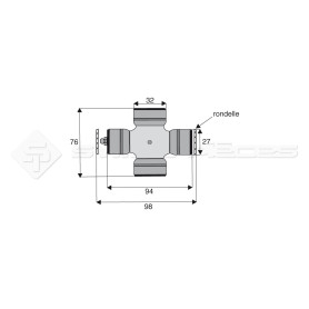 Croisillon circlips extérieurs - WALTERSCHEID - Longueur: 76mm - Diam. Croisillon : 32mm