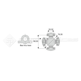 Croisillon à patins - Entraxe entre patins : 59.53mm - Ref: CRO149323