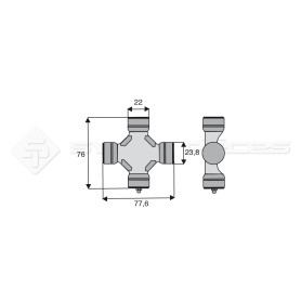 Croisillon circlips extérieurs - BONDIOLI ET PAVESI - Longueur: 76mm - Diam. Croisillon : 22mm - Ref: TR4120C0006