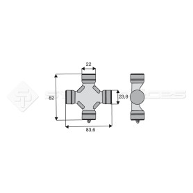 Croisillon circlips extérieurs - BONDIOLI ET PAVESI - Longueur: 82mm - Diam. Croisillon : 22mm