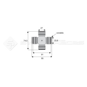 Croisillon circlips extérieurs - WALTERSCHEID - Longueur: 74.6mm - Diam. Croisillon : 27mm