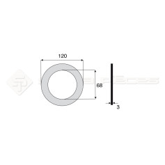 Garniture - Alésage : 68mm - Hauteur : 3mm - Diam. Ext : 120mm - Réf: DA17645