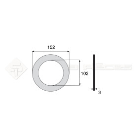 Garniture - Alésage : 102mm - Hauteur : 3mm - Diam. Ext : 152mm - Réf: DA17646