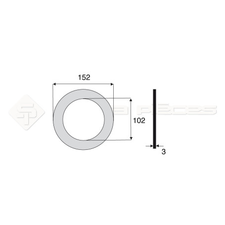 Garniture - Alésage : 102mm - Hauteur : 3mm - Diam. Ext : 152mm - Réf: DA17646