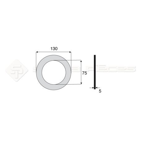 Garniture - Alésage : 75mm - Hauteur : 5mm - Diam. Ext : 130mm - Réf: DA17647