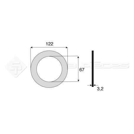 Garniture - Alésage : 67mm - Hauteur : 3.2mm - Diam. Ext : 122mm - Réf: DA17650