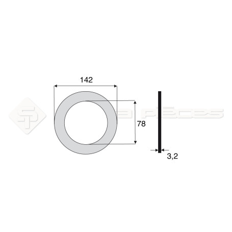 Garniture - Alésage : 78mm - Hauteur : 3.2mm - Diam. Ext : 142mm - Réf: DA17652