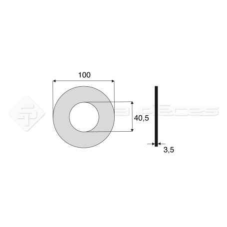 Garniture - Alésage : 40.5mm - Hauteur : 3.5mm - Diam. Ext : 100mm - Réf: DA17665