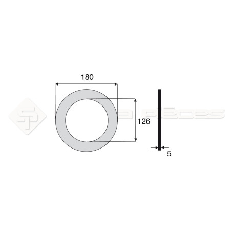 Garniture - Alésage : 126mm - Hauteur : 5mm - Diam. Ext : 180mm - Réf: DA17671