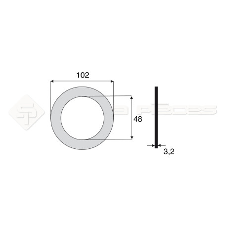 Garniture - Alésage : 48mm - Hauteur : 3.2mm - Diam. Ext : 102mm - Réf: DA17672