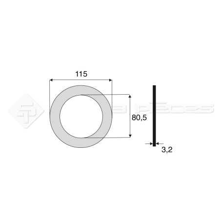 Garniture - Alésage : 80.5mm - Hauteur : 3.2mm - Diam. Ext : 115mm - Réf: DA17673