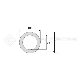 Garniture - Alésage : 80mm - Hauteur : 4mm - Diam. Ext : 137mm - Réf: DA17678 - Ref: SY3E3103088