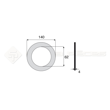 Garniture - Alésage : 62mm - Hauteur : 4mm - Diam. Ext : 140mm - Réf: DA17681