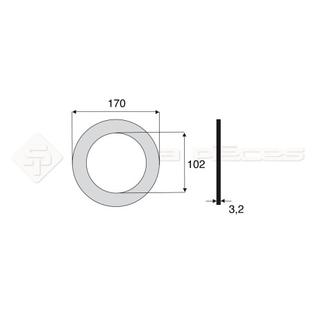 Garniture - Alésage : 102mm - Hauteur : 3.2mm - Diam. Ext : 170mm - Réf: DA17708