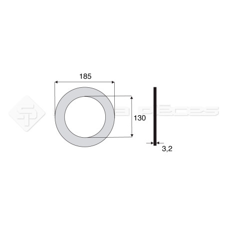 Garniture - Alésage : 130mm - Hauteur : 3.2mm - Diam. Ext : 185mm - Réf: DA17711