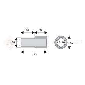 Tube de cardan Douille Cannelee Cuna 45 L 140 - Ref: SYP951