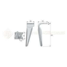 Dent de herse rotative - Rot. Droite  - Ref: SYRH2518D