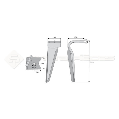 Dent de herse rotative - Rot. Droite - pour MALETTI