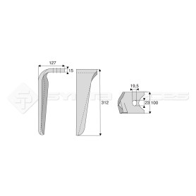 Dent de herse rotative - Rot. Droite  - Ref: SYRH1141ND