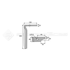 Dent de herse rotative - Rot. Droite  - Ref: SYRH3028D