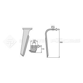 Dent de herse rotative - Rot. Droite  - Ref: SYRH5254D