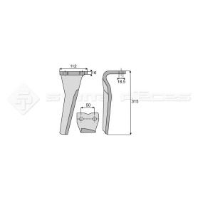Dent de herse rotative - Rot. Droite  - Ref: SYRH133D