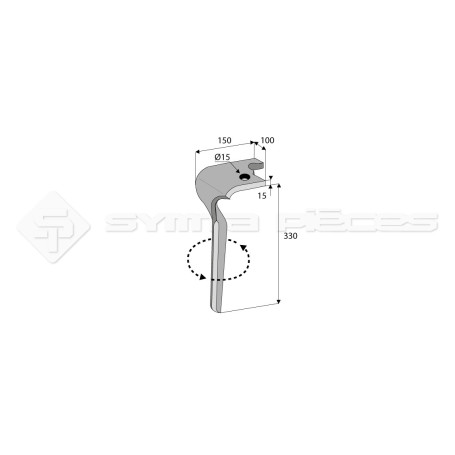 Dent de herse rotative - Rot. Gauche - pour MASCHIO