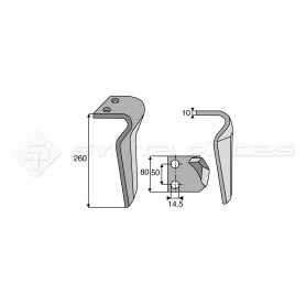 Dent de herse rotative - Rot. Gauche  - Ref: SYRH9204G