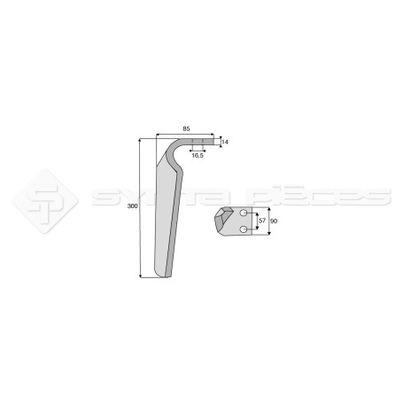 Dent de herse rotative - Rot. Droite - pour CARRARO