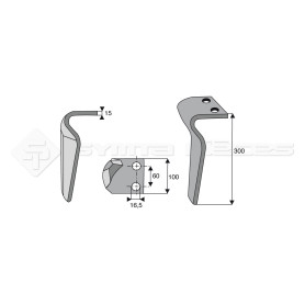 Dent de herse rotative - Rot. Droite  - Ref: SYRH75BD