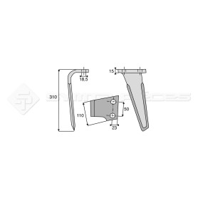 Dent de herse rotative - Rot. Gauche - pour SICMA