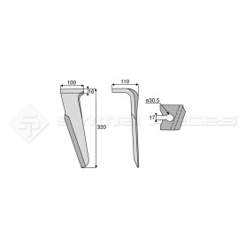 Dent de herse rotative - Rot. Droite  - Ref: SYRH4079D