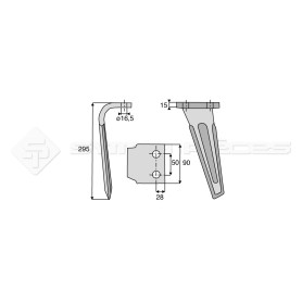 Dent de herse rotative - Rot. Gauche - pour SICMA